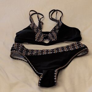 SHEIN Black Geometric Bikini Set